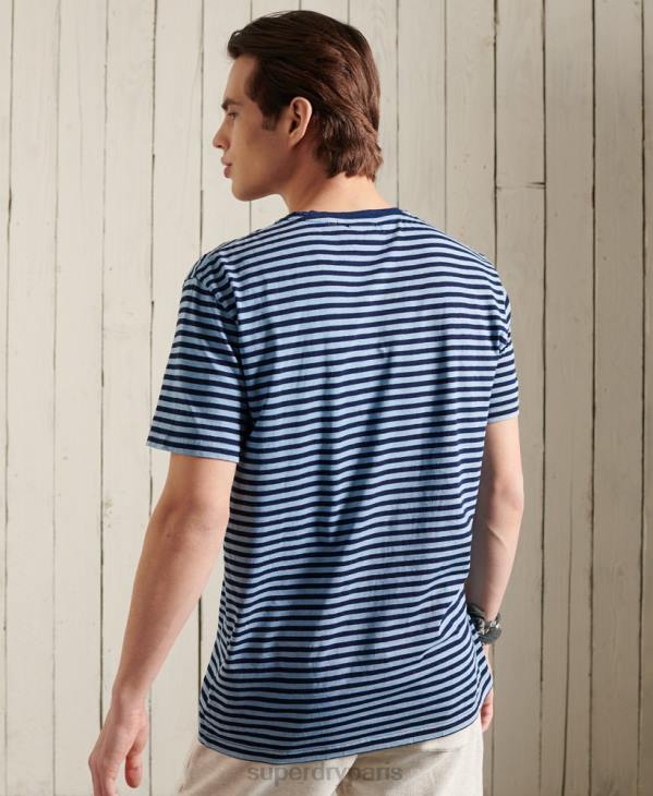 Superdry Hommes t-shirt indigo bohème en coton bio D64Z4963 vêtements bleu