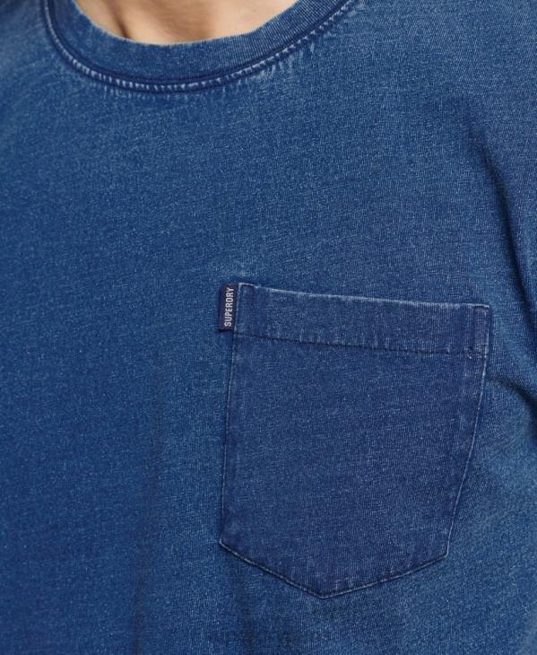 Superdry Hommes t-shirt indigo vintage en coton bio D64Z4847 vêtements bleu