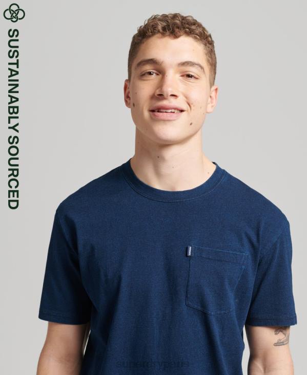 Superdry Hommes t-shirt indigo vintage en coton bio D64Z4892 vêtements bleu foncé