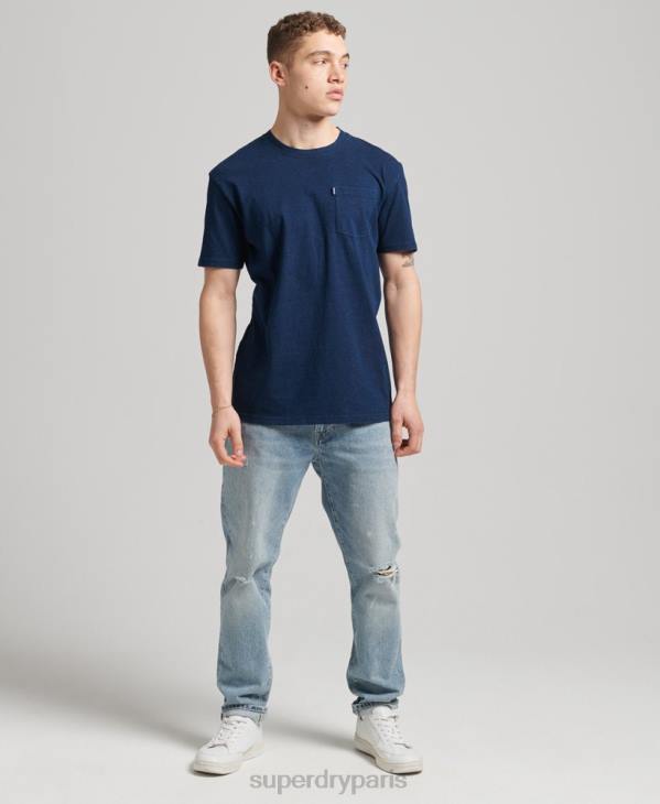 Superdry Hommes t-shirt indigo vintage en coton bio D64Z4892 vêtements bleu foncé