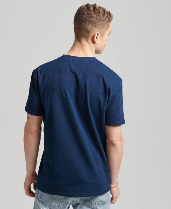 Superdry Hommes t-shirt indigo vintage en coton bio D64Z4892 vêtements bleu foncé