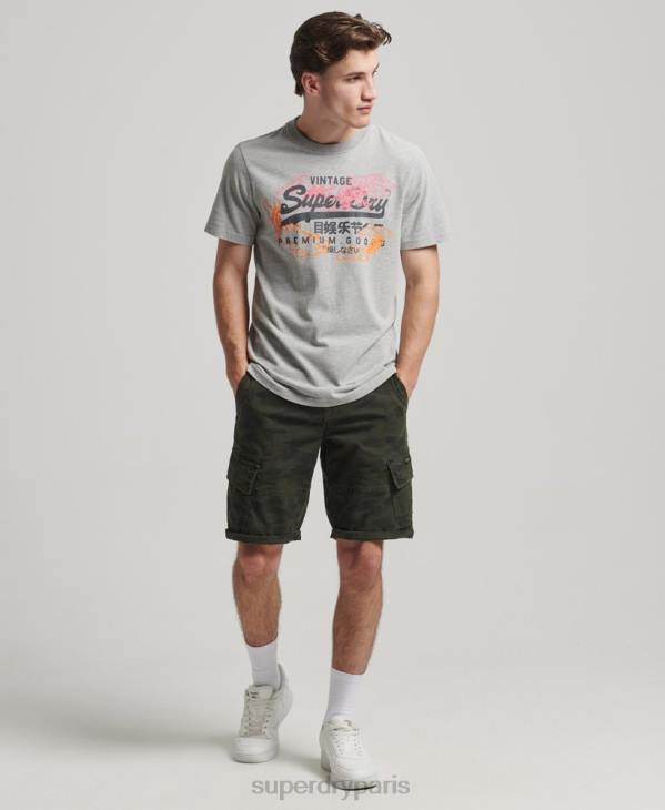 Superdry Hommes t-shirt japonais à logo graphique D64Z61 vêtements gris