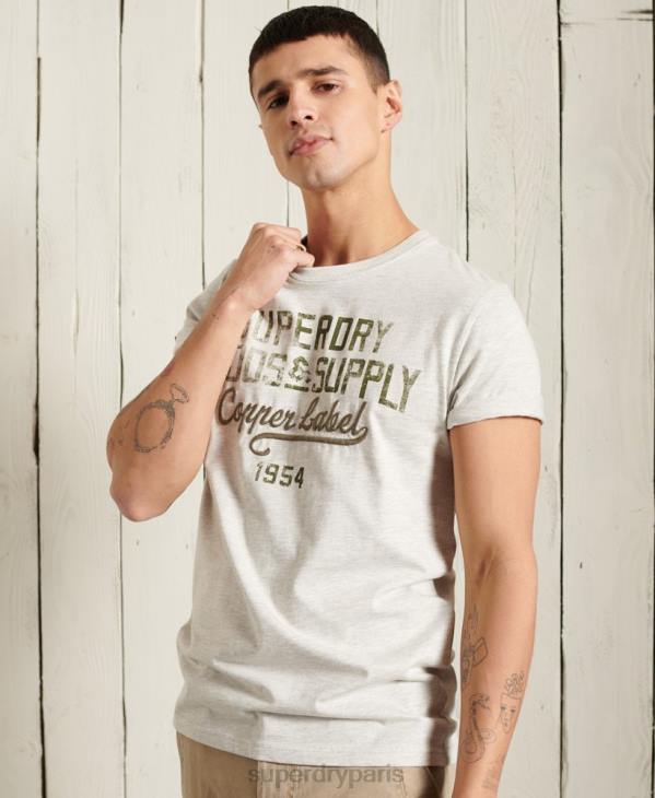 Superdry Hommes t-shirt léger à imprimé workwear D64Z4982 vêtements gris clair