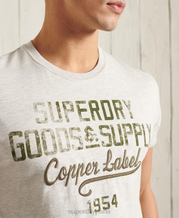 Superdry Hommes t-shirt léger à imprimé workwear D64Z4982 vêtements gris clair