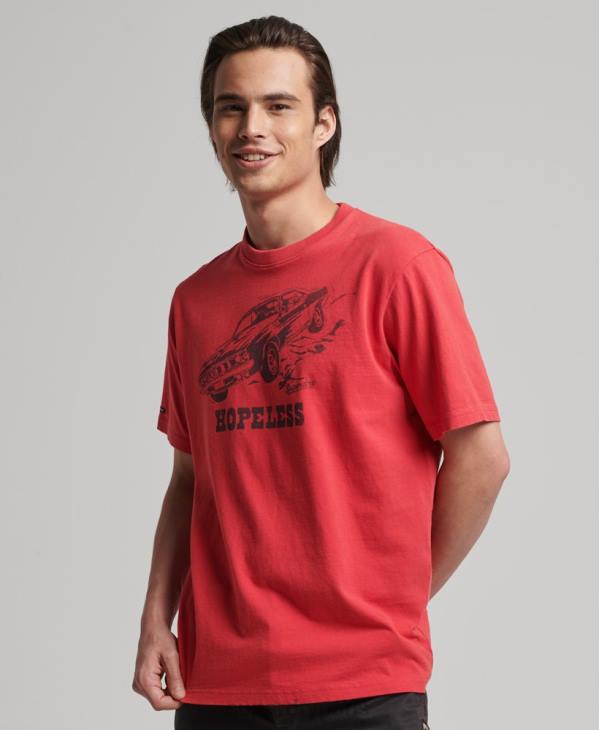 Superdry Hommes t-shirt lignes de croisement vintage D64Z4895 vêtements rouge