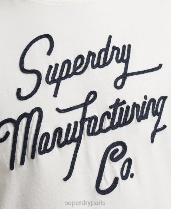 Superdry Hommes t-shirt à logo brodé D64Z4851 vêtements crème