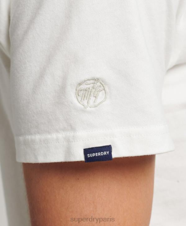 Superdry Hommes t-shirt à logo brodé D64Z4851 vêtements crème