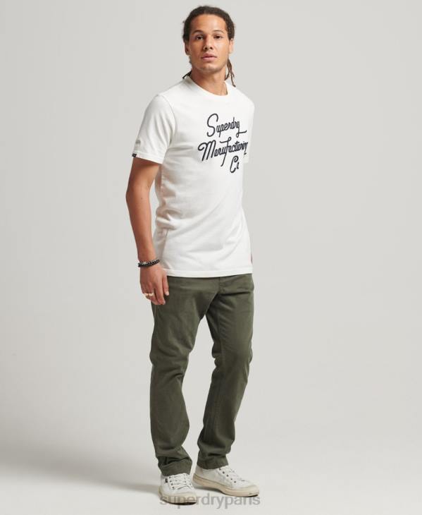 Superdry Hommes t-shirt à logo brodé D64Z4851 vêtements crème