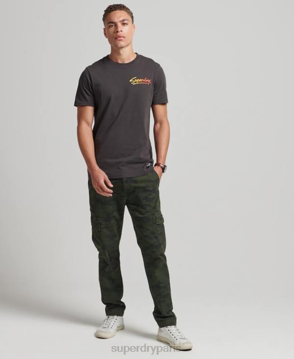 Superdry Hommes t-shirt à logo du centre-ville des années 80 D64Z4794 vêtements brun