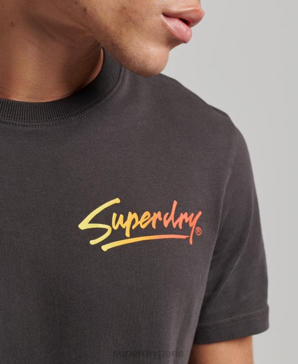 Superdry Hommes t-shirt à logo du centre-ville des années 80 D64Z4794 vêtements brun