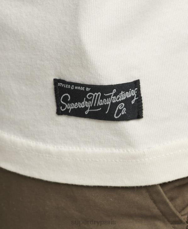 Superdry Hommes t-shirt à logo du centre-ville des années 80 D64Z4897 vêtements crème