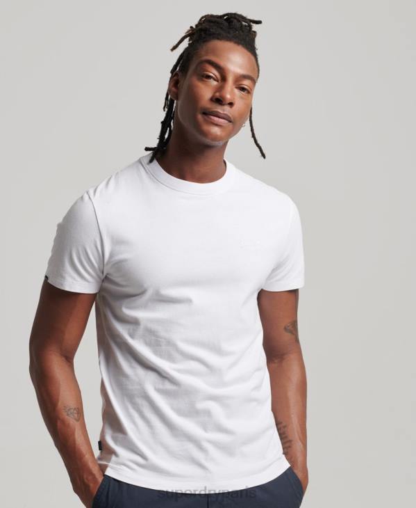 Superdry Hommes t-shirt à logo essentiel en coton bio D64Z1 vêtements blanc