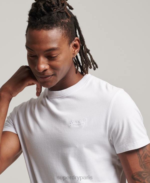 Superdry Hommes t-shirt à logo essentiel en coton bio D64Z1 vêtements blanc