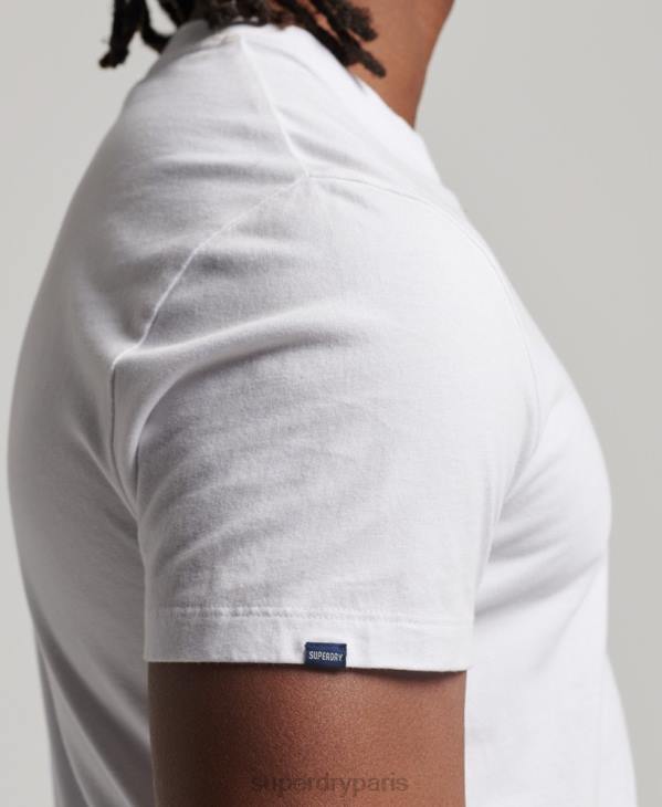 Superdry Hommes t-shirt à logo essentiel en coton bio D64Z1 vêtements blanc