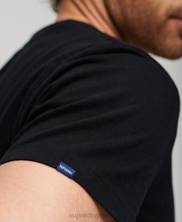 Superdry Hommes t-shirt à logo essentiel en coton bio D64Z3 vêtements noir