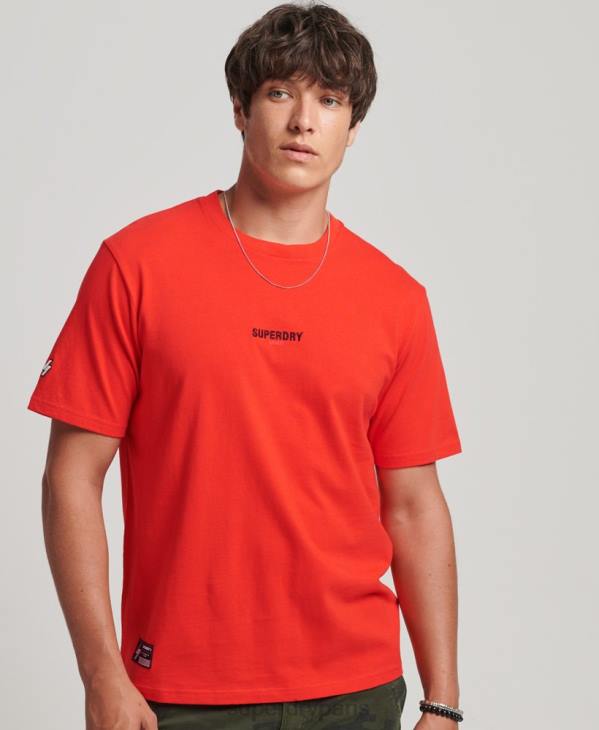 Superdry Hommes t-shirt à logo imprimé D64Z4799 vêtements rouge