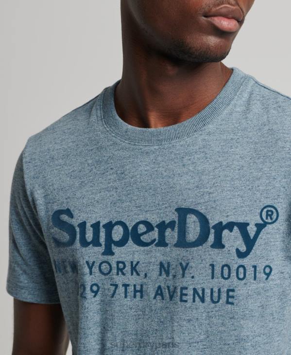 Superdry Hommes t-shirt à logo ton sur ton D64Z4893 vêtements bleu