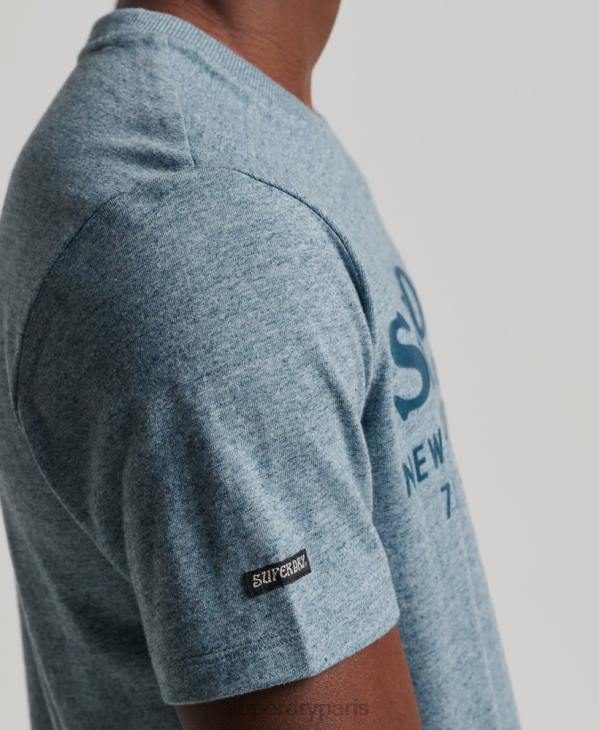 Superdry Hommes t-shirt à logo ton sur ton D64Z4893 vêtements bleu