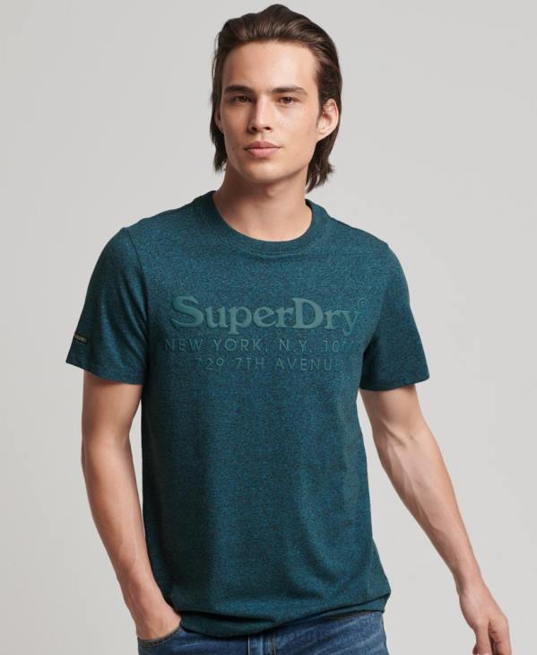 Superdry Hommes t-shirt à logo ton sur ton D64Z4943 vêtements bleu