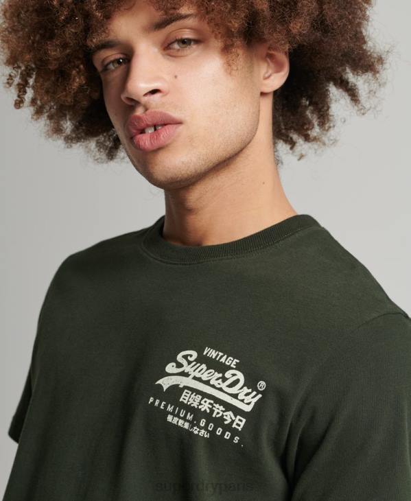 Superdry Hommes t-shirt à logo vintage D64Z4795 vêtements vert