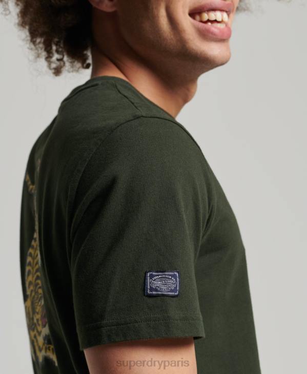 Superdry Hommes t-shirt à logo vintage D64Z4795 vêtements vert