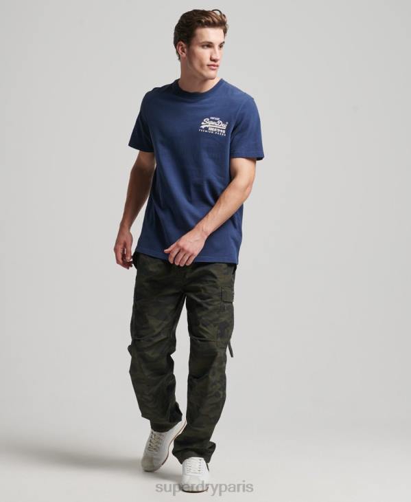 Superdry Hommes t-shirt à logo vintage D64Z4896 vêtements marine