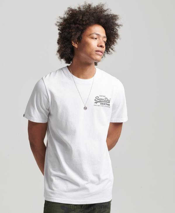 Superdry Hommes t-shirt à logo vintage D64Z4968 vêtements blanc