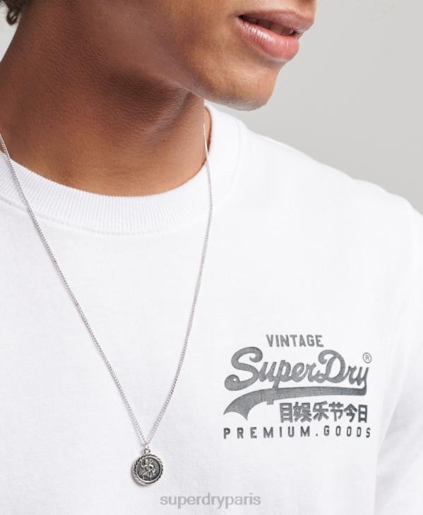 Superdry Hommes t-shirt à logo vintage D64Z4968 vêtements blanc
