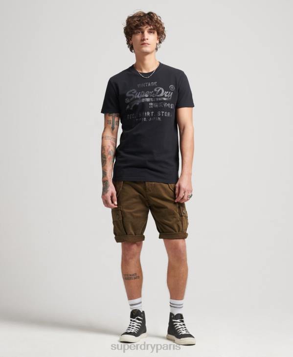 Superdry Hommes t-shirt à logo vintage D64Z4987 vêtements noir