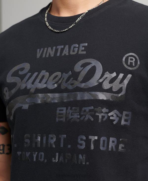 Superdry Hommes t-shirt à logo vintage D64Z4987 vêtements noir