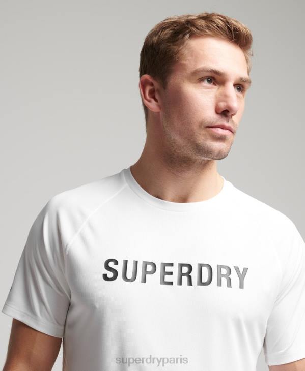 Superdry Hommes t-shirt à manches courtes avec logo train active D64Z1422 vêtements blanc