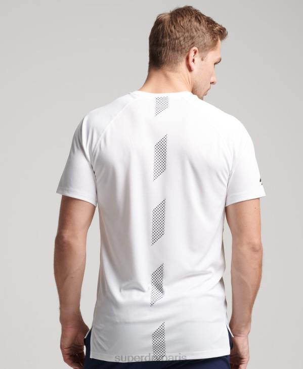 Superdry Hommes t-shirt à manches courtes avec logo train active D64Z1422 vêtements blanc