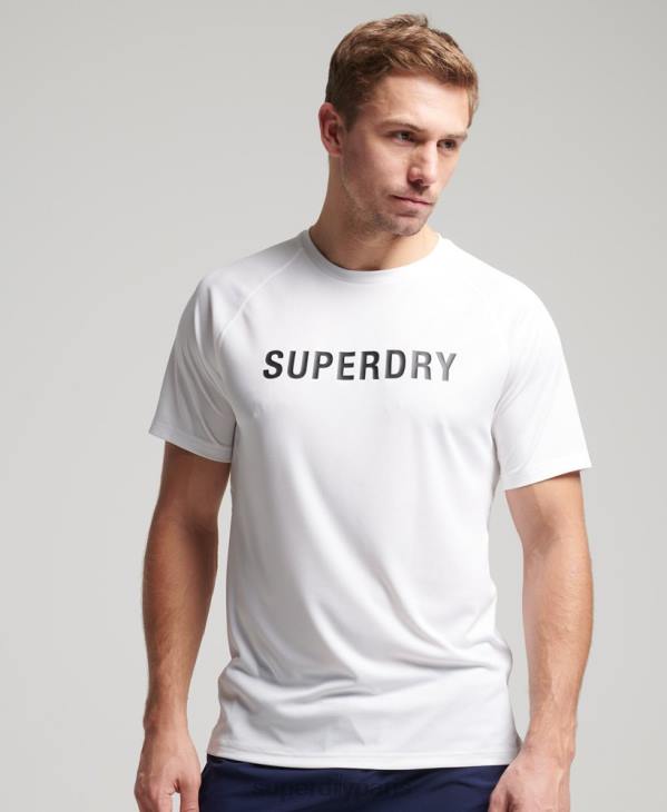 Superdry Hommes t-shirt à manches courtes avec logo train active D64Z1422 vêtements blanc
