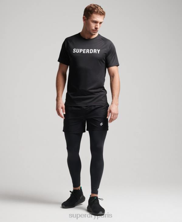 Superdry Hommes t-shirt à manches courtes avec logo train active D64Z1430 vêtements noir