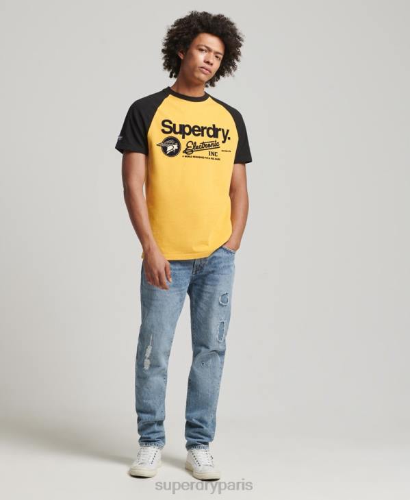 Superdry Hommes t-shirt à manches raglan et logo core D64Z4860 vêtements jaune