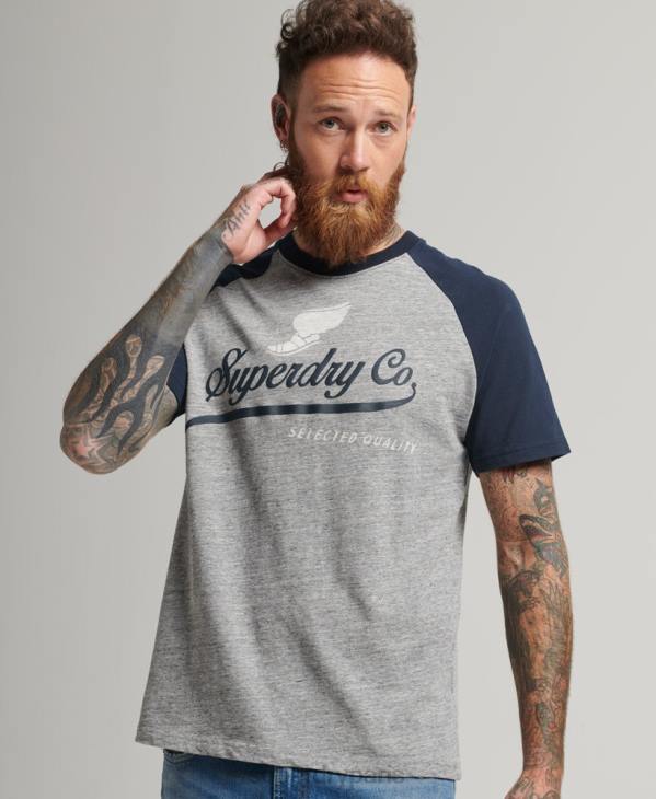 Superdry Hommes t-shirt à manches raglan graphique achilles D64Z4972 vêtements gris