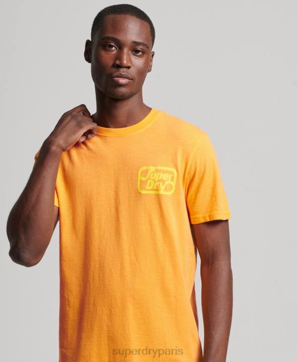 Superdry Hommes t-shirt néon marque vintage D64Z4796 vêtements orange