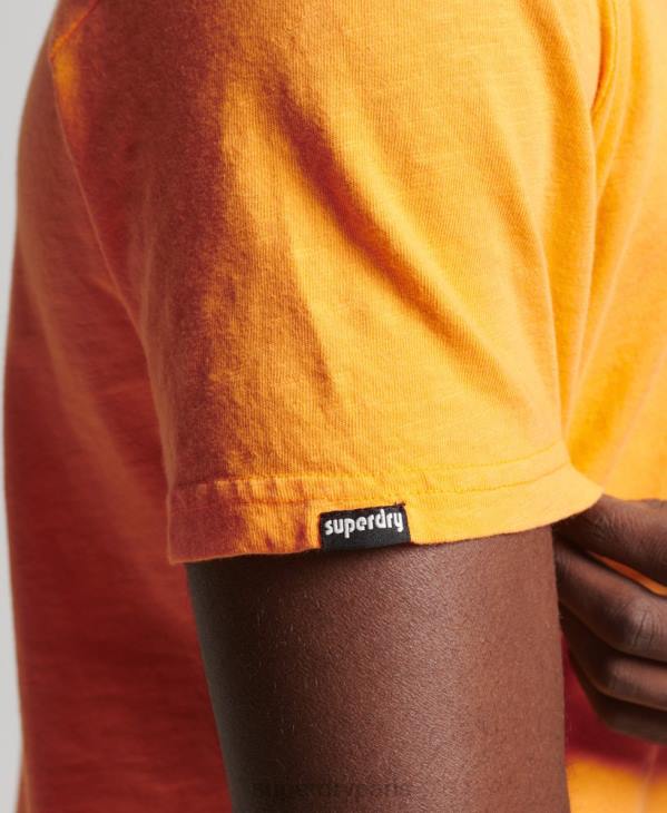 Superdry Hommes t-shirt néon marque vintage D64Z4796 vêtements orange