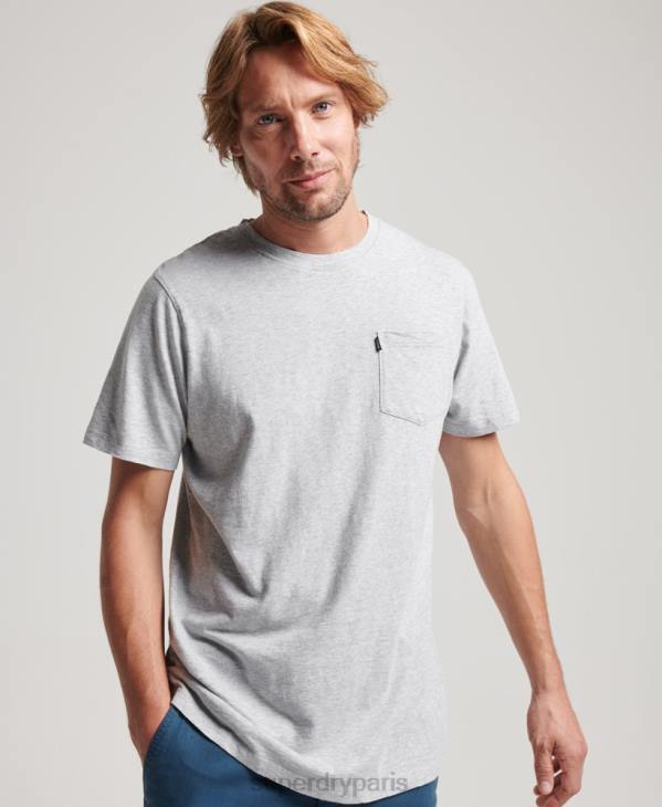 Superdry Hommes t-shirt à poche en coton bio D64Z4800 vêtements gris clair