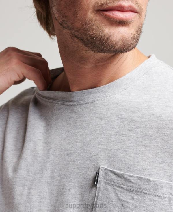 Superdry Hommes t-shirt à poche en coton bio D64Z4800 vêtements gris clair