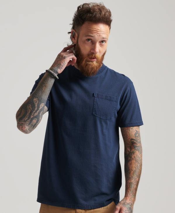 Superdry Hommes t-shirt à poche en coton bio D64Z4812 vêtements marine