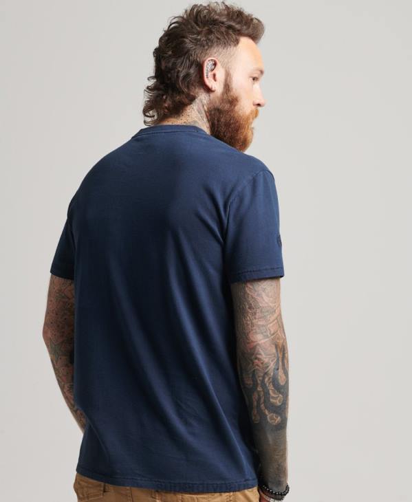 Superdry Hommes t-shirt à poche en coton bio D64Z4812 vêtements marine