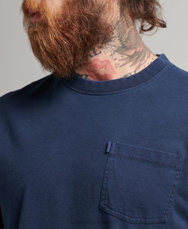Superdry Hommes t-shirt à poche en coton bio D64Z4812 vêtements marine