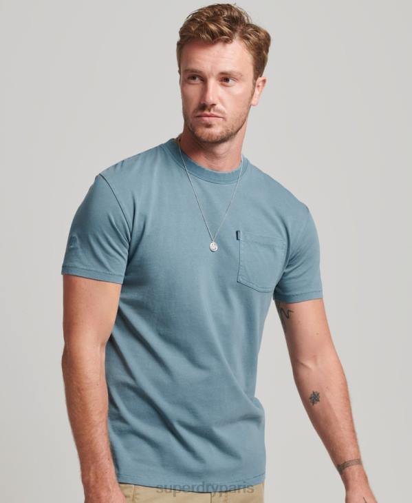 Superdry Hommes t-shirt à poche en coton bio D64Z4814 vêtements bleu