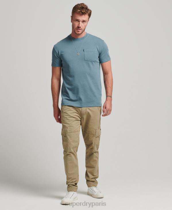 Superdry Hommes t-shirt à poche en coton bio D64Z4814 vêtements bleu