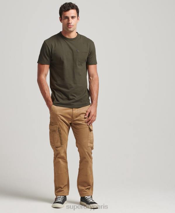 Superdry Hommes t-shirt à poche en coton bio D64Z4869 vêtements kaki