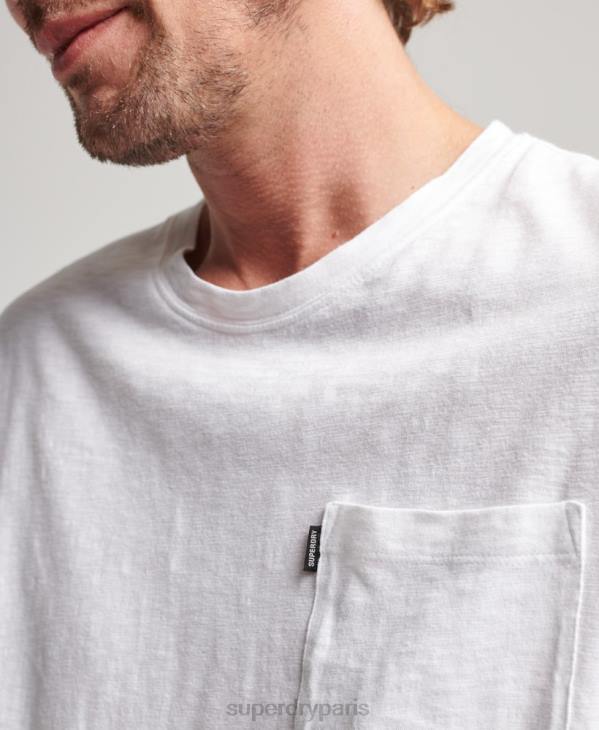 Superdry Hommes t-shirt à poche en coton bio D64Z4904 vêtements blanc