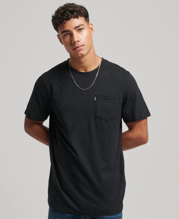Superdry Hommes t-shirt à poche en coton bio D64Z4931 vêtements noir