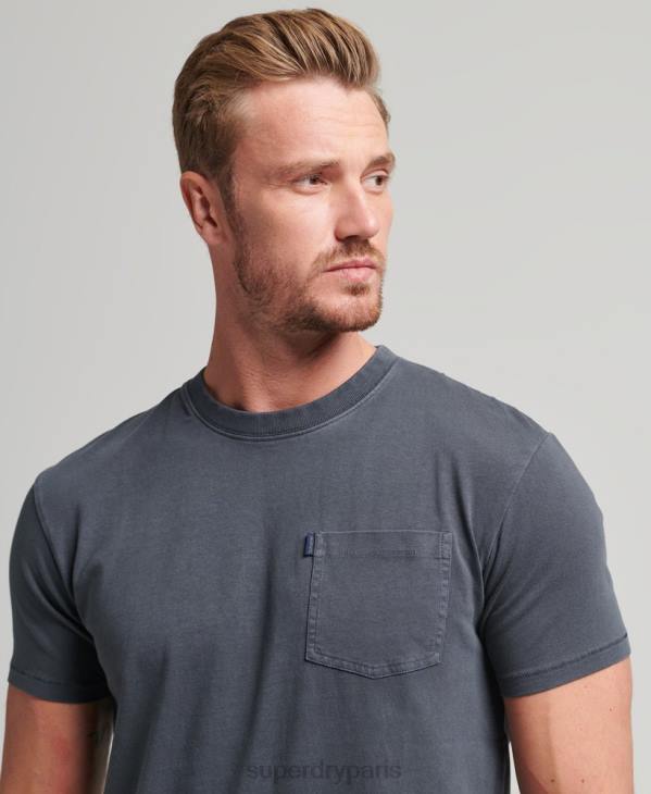 Superdry Hommes t-shirt à poche en coton bio D64Z4938 vêtements gris foncé