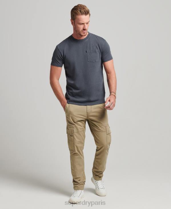 Superdry Hommes t-shirt à poche en coton bio D64Z4938 vêtements gris foncé